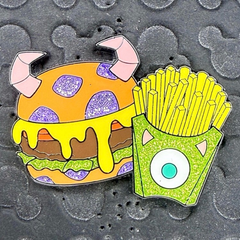 Disney Loungefly Pixar Fast Food monsters Inc Mike & Sulley GLITTER CHASER pin
